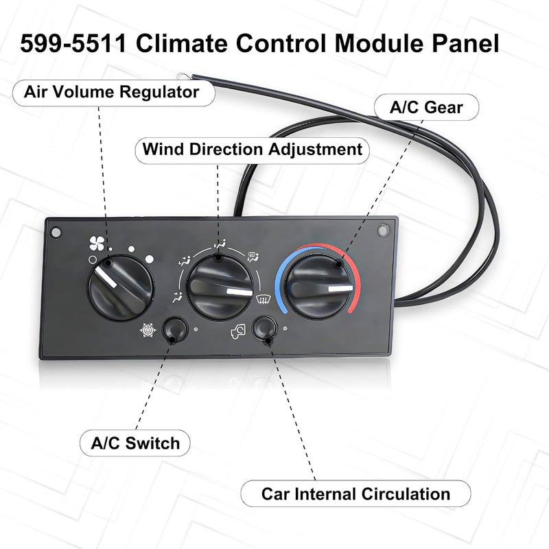 MuHize 599-5511 A/C Climate Control Module Panel, AC Control Panel Switch for Kenworth W900 T800 T600A C500 T300 2002-2006 OE# 599-5511, F21-1007-1, F21-1025-110 - Image 4